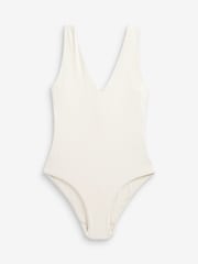 Cream Rib Essential Plunge Swimsuit - Image 5 of 5