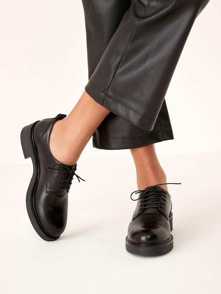 Schwarz - Forever Comfort® Geschnürte Lederschuhe mit dicker Sohle - Bild 1 von 10