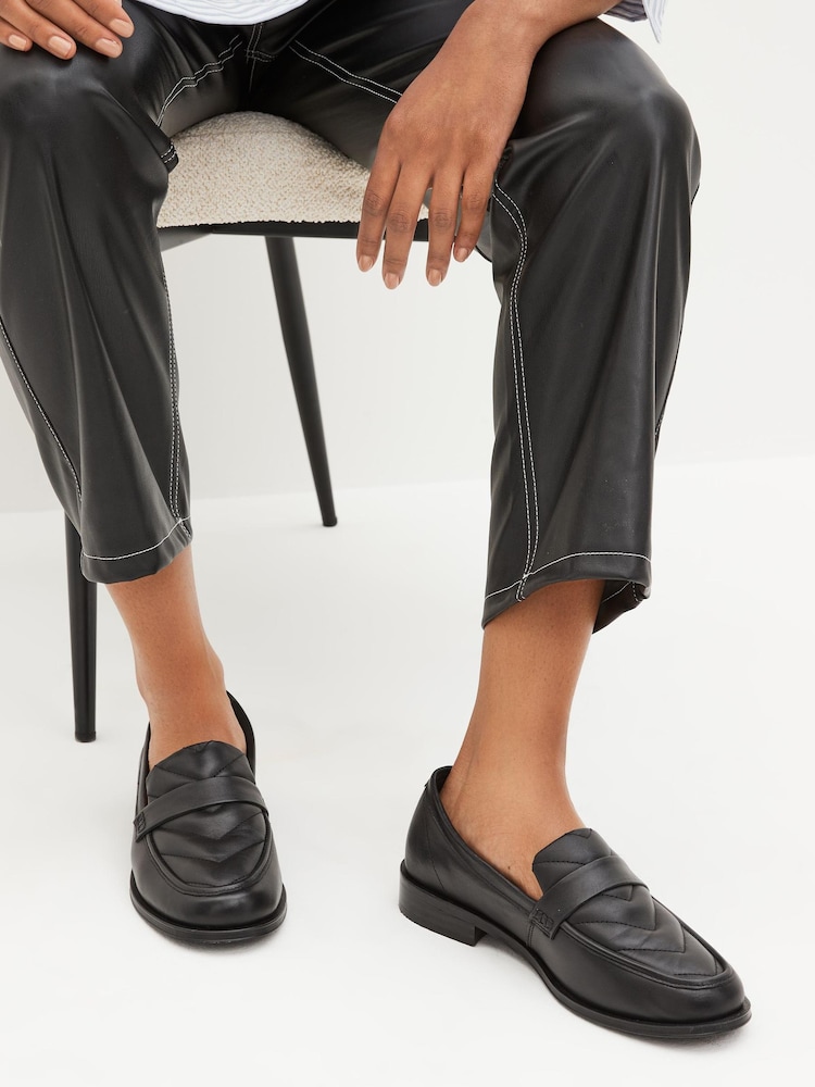 Black Forever Comfort® Leather Quilted Loafers - Image 1 of 8