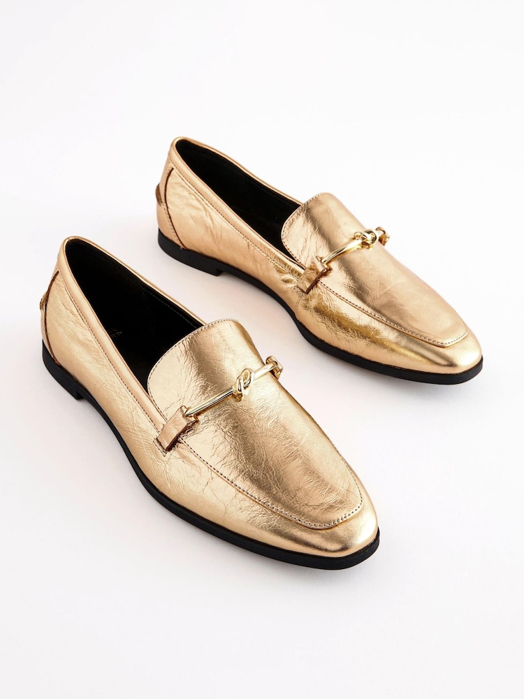 Gold Forever Comfort® Leather Knot Hardware Loafers - Image 1 of 5
