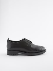 črna - Usnjeni čevlji z vezalkami in zakovicami Forever Comfort® - Slika 2 iz 5