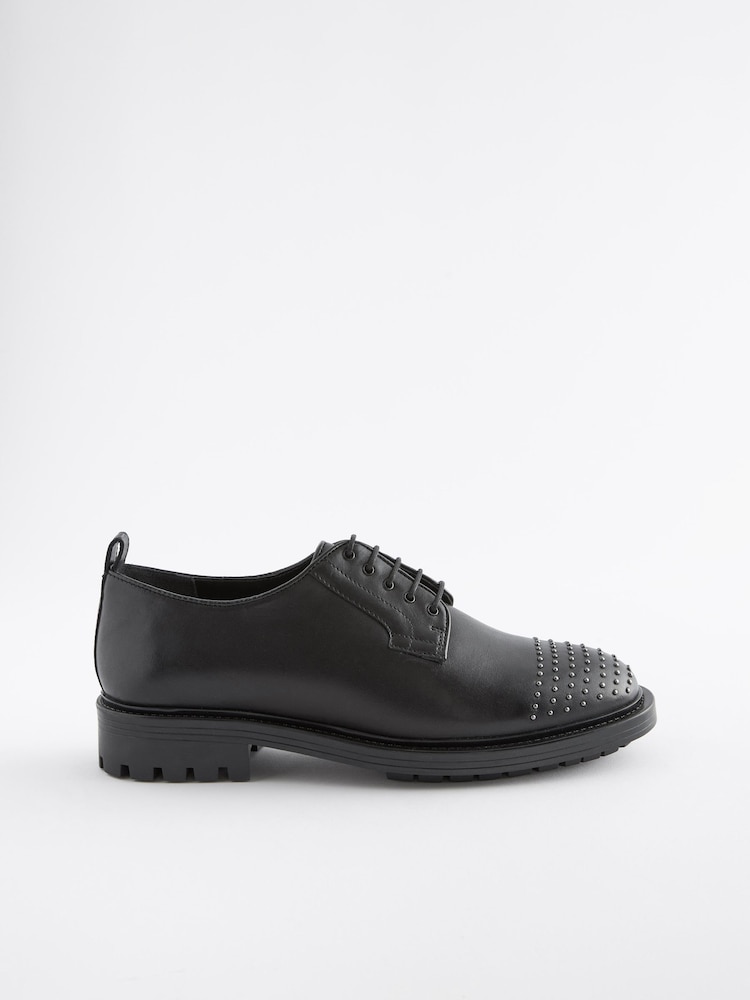 črna - Usnjeni čevlji z vezalkami in zakovicami Forever Comfort® - Slika 2 iz 5