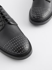 črna - Usnjeni čevlji z vezalkami in zakovicami Forever Comfort® - Slika 3 iz 5
