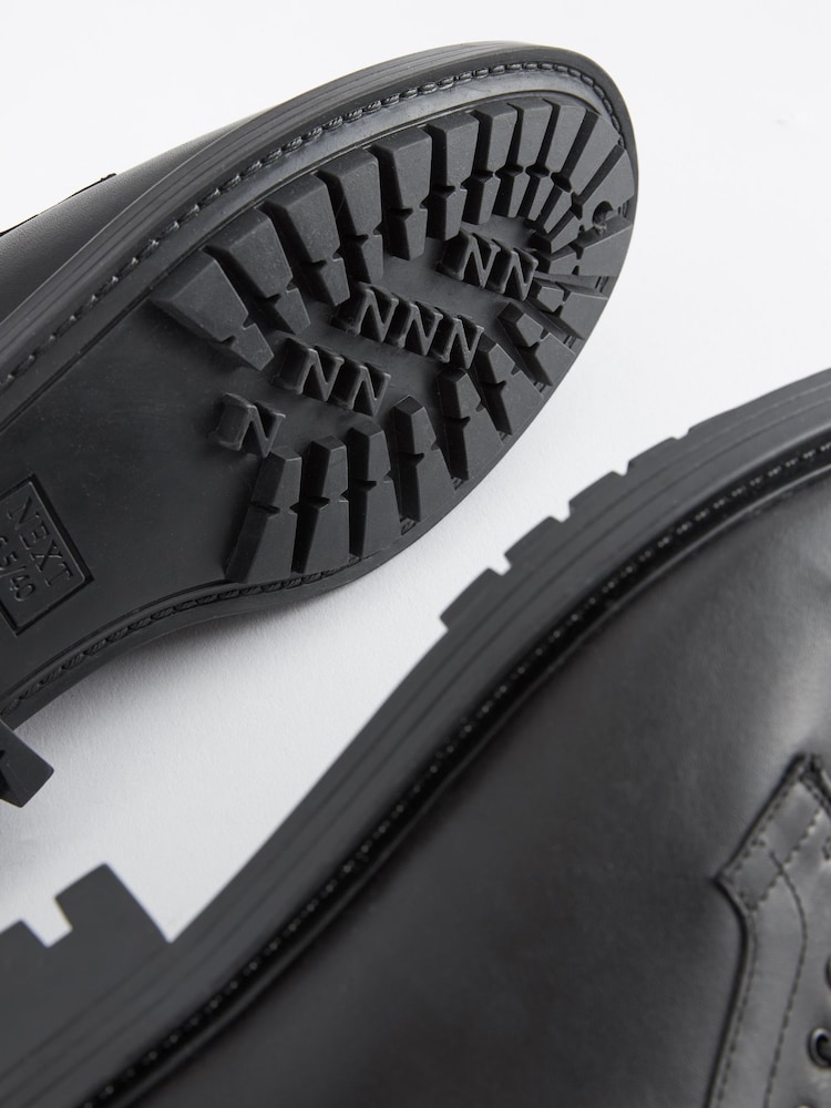 črna - Usnjeni čevlji z vezalkami in zakovicami Forever Comfort® - Slika 5 iz 5