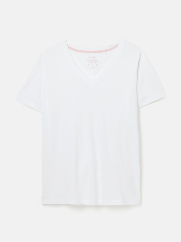 Joules Emily White V Neck T-shirt - Image 1 of 1