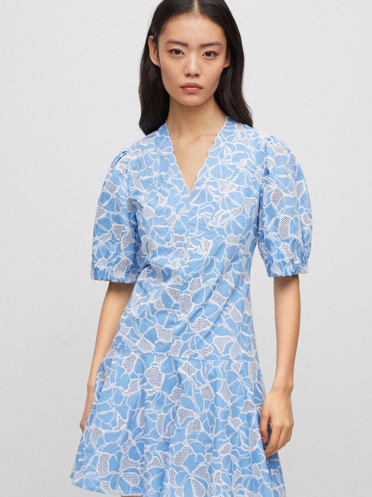 BOSS Blue Dennice Puff Sleeve Lace Dress - Image 1 of 1