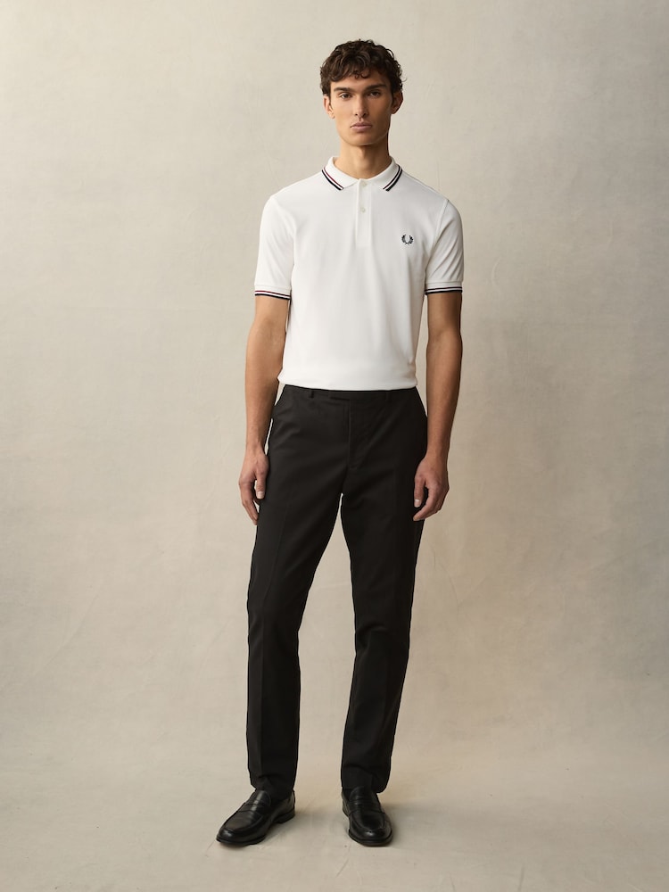 Белый/Красный/Темно-синий  - Рубашка поло с контрастной отделкой Fred Perry - Image 2 of 4