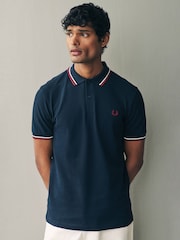 Темно-синий/белый/красный - Рубашка поло с контрастной отделкой Fred Perry - Image 1 of 4
