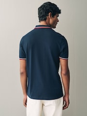 Темно-синий/белый/красный - Рубашка поло с контрастной отделкой Fred Perry - Image 4 of 4