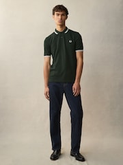 Зеленый/белый - Рубашка поло с контрастной отделкой Fred Perry - Image 2 of 5