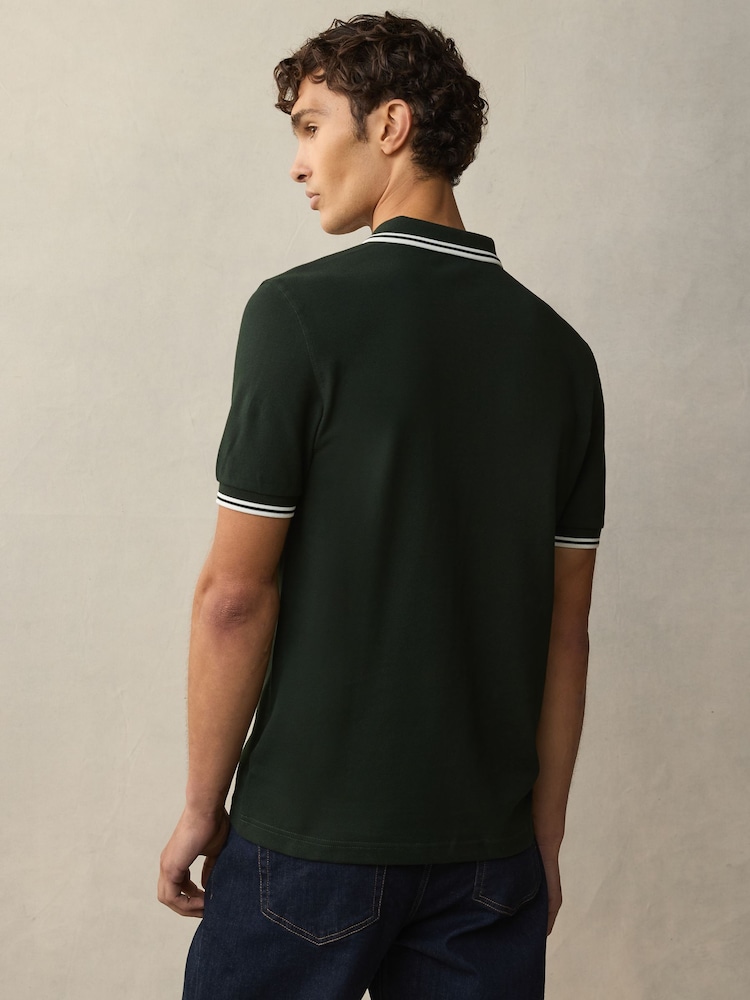 Groen/wit - Fred Perry polo met tweekleurig gestreept randje - Image 3 of 5