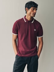 Бордово-красный/светло-бежевый - Рубашка поло с контрастной отделкой Fred Perry - Image 4 of 6