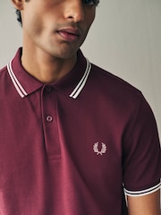 Бордово-красный/светло-бежевый - Рубашка поло с контрастной отделкой Fred Perry - Image 5 of 6