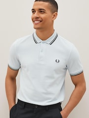 Голубой/зеленый/черный - Рубашка поло с контрастной отделкой Fred Perry - Image 1 of 5