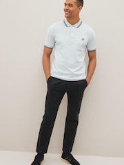Голубой/зеленый/черный - Рубашка поло с контрастной отделкой Fred Perry - Image 2 of 5