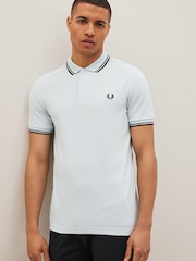 Голубой/зеленый/черный - Рубашка поло с контрастной отделкой Fred Perry - Image 3 of 5