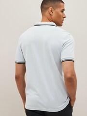 Голубой/зеленый/черный - Рубашка поло с контрастной отделкой Fred Perry - Image 4 of 5