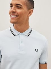 Голубой/зеленый/черный - Рубашка поло с контрастной отделкой Fred Perry - Image 5 of 5
