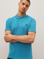 Синий/кремовый/черный Cyber - Рубашка поло с контрастной отделкой Fred Perry - Image 1 of 5