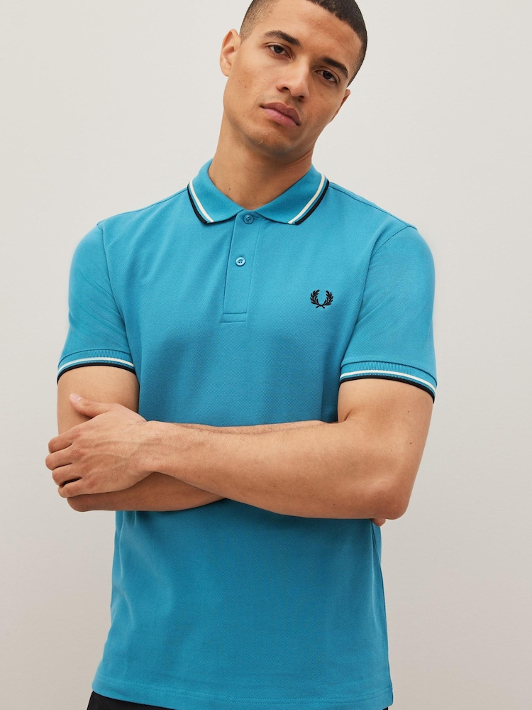 Синий/кремовый/черный Cyber - Рубашка поло с контрастной отделкой Fred Perry - Image 1 of 5