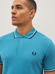 Синий/кремовый/черный Cyber - Рубашка поло с контрастной отделкой Fred Perry - Image 4 of 5