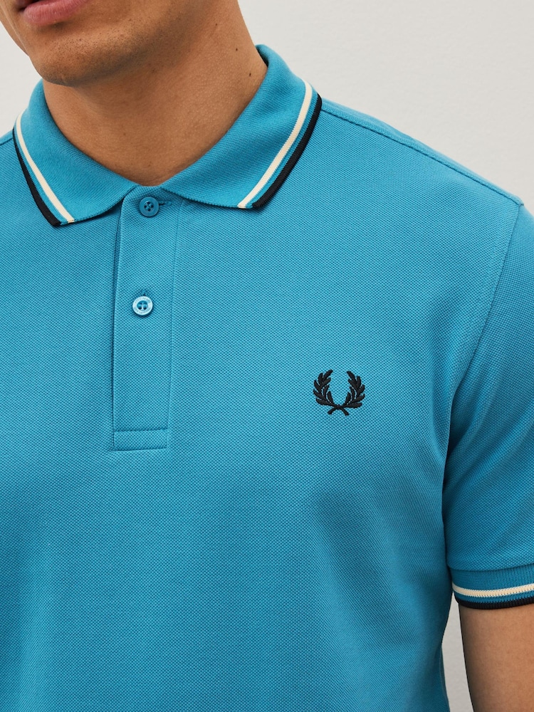 Синий/кремовый/черный Cyber - Рубашка поло с контрастной отделкой Fred Perry - Image 5 of 5