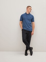 Синий с полуночным принтом - Однотонная рубашка поло Fred Perry - Изображение 2 из 8