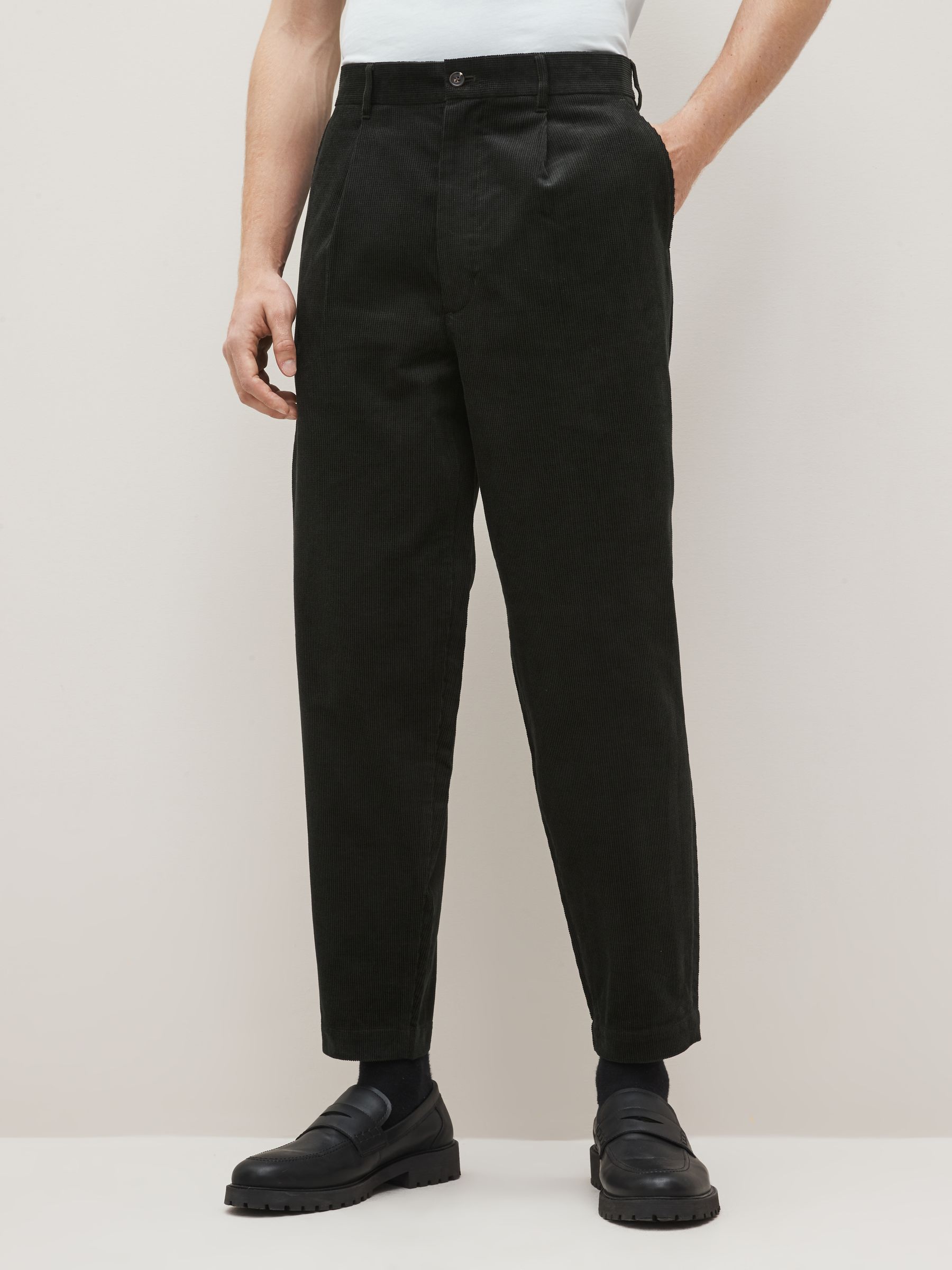 Buy Fred Perry Green Waffle Cord Tapered Fit Trousers from