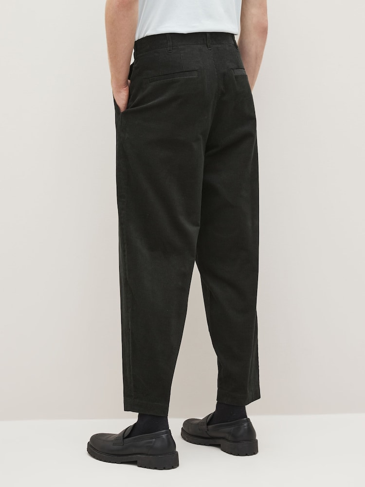 Fred Perry Green Waffle Cord Tapered Fit Trousers - Image 2 of 5