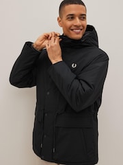 Fred Perry Padded Hooded Black Jacket - Image 1 of 6