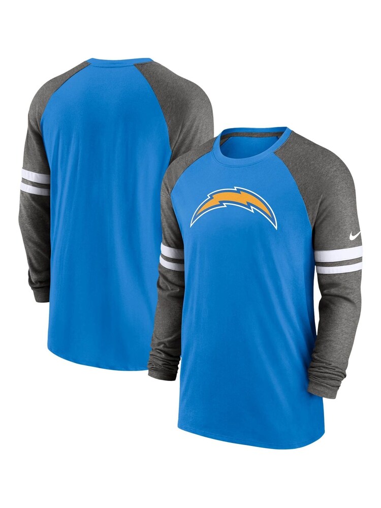 Nike Blue NFL Fanatics Los Angeles Chargers Dri-FIT Cotton Long Sleeve Raglan T-Shirt - Image 3 of 3 Nike Blue NFL Fanatics Los Angeles Chargers Dri-FIT Cotton Long Sleeve Raglan T-Shirt - Image 3 of 3