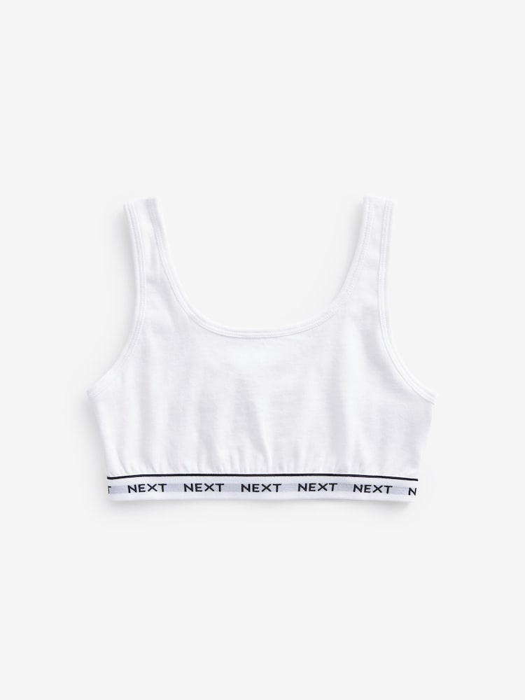 Black/Grey/White Contrast Elastic Scoop Crop Top (5-16yrs) - Image 2 of 6