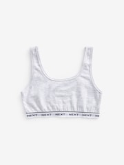Black/Grey/White Contrast Elastic Scoop Crop Top (5-16yrs) - Image 3 of 6