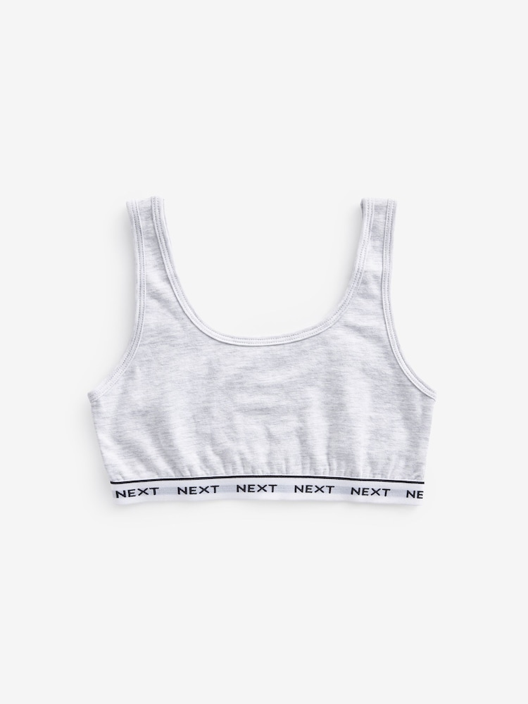 Black/Grey/White Contrast Elastic Scoop Crop Top (5-16yrs) - Image 3 of 6