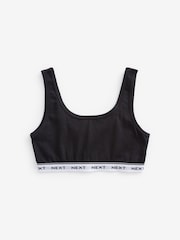 Black/Grey/White Contrast Elastic Scoop Crop Top (5-16yrs) - Image 4 of 6