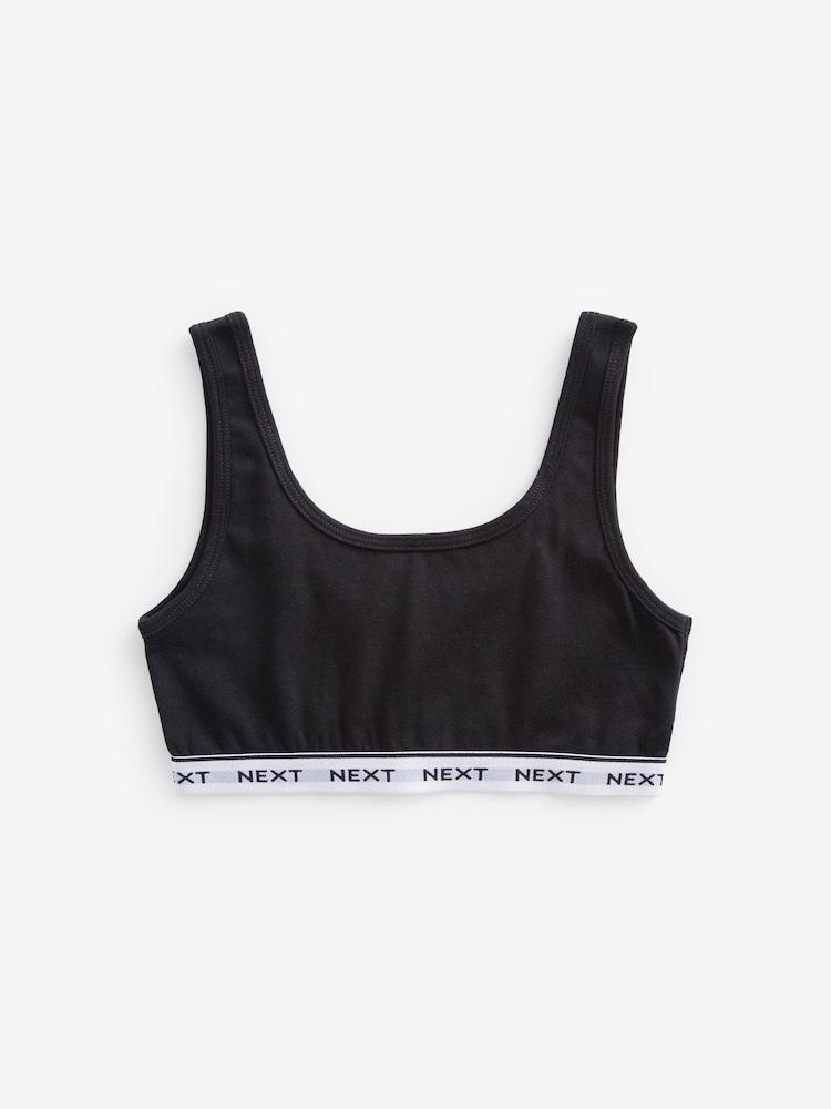 Black/Grey/White Contrast Elastic Scoop Crop Top (5-16yrs) - Image 4 of 6