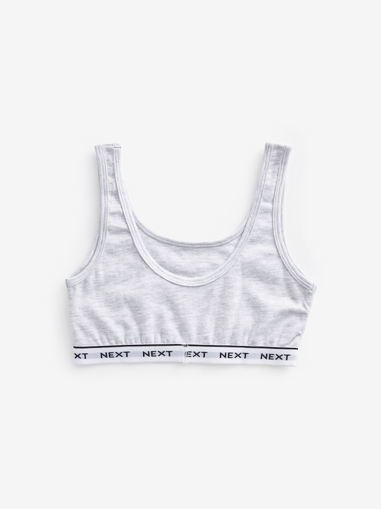 Black/Grey/White Contrast Elastic Scoop Crop Top (5-16yrs) - Image 5 of 6