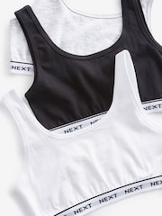 Black/Grey/White Contrast Elastic Scoop Crop Top (5-16yrs) - Image 6 of 6