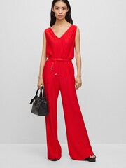 BOSS Red Edacria Pleated Jersey V-Neck Jumpsuit - Image 2 of 5