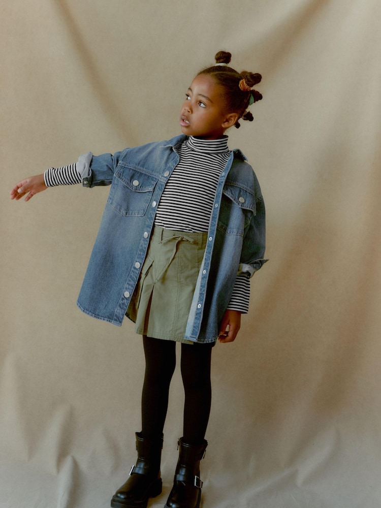 Black/White Stripe High Neck Top (3-16yrs) - Image 2 of 5