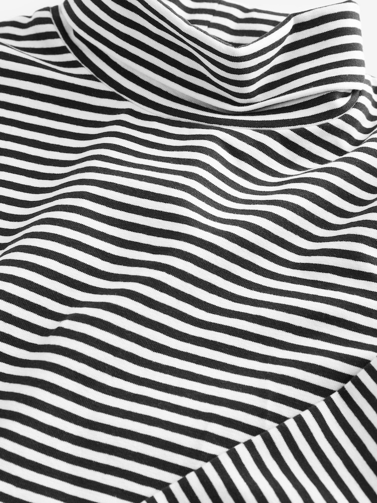 Black/White Stripe High Neck Top (3-16yrs) - Image 5 of 5