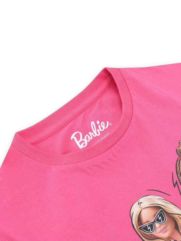 Character Pink Barbie Logo 100% Cotton T-Shirt - Image 3 of 5