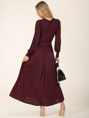 Jolie Moi Red Rashelle Jersey Long Sleeve Maxi Dress - Image 1 of 3