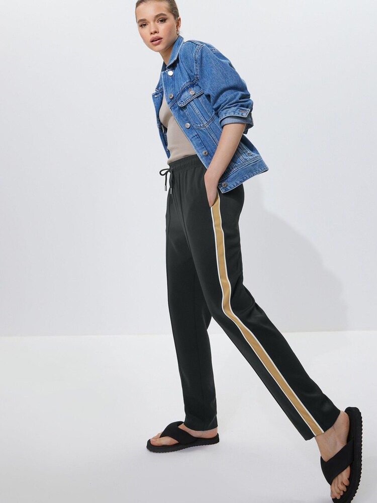Black / Camel Side Stripe Taper Trousers - Image 1 of 7