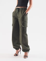Khaki Green Parachute Cotton Cargo Trousers - Image 2 of 4