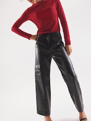 Black Faux Leather PU Cargo Trousers - Image 1 of 6