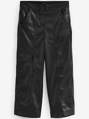 Black Faux Leather PU Cargo Trousers - Image 5 of 6