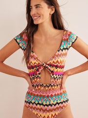 Boden Pink Cap Sleeve Tie Swimsuit - Image 1 of 6