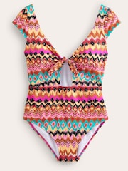 Boden Pink Cap Sleeve Tie Swimsuit - Image 5 of 6