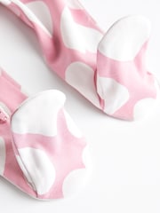 Pink/White Two Way Zip 100% Cotton Baby Sleepsuits 3 Pack (0-3yrs) - Image 7 of 8
